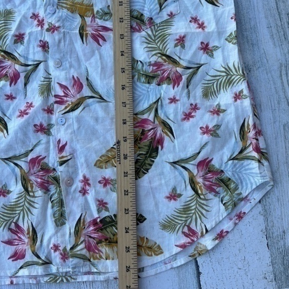 OLIVACEOUS Linen Button Down‎ Shirts Sz M Collar Neck Hawaiian Coastal Vacation - Picture 12 of 13